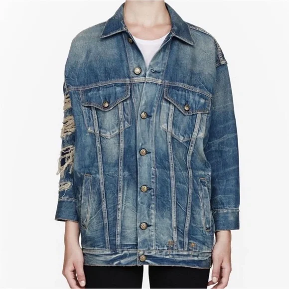 R13 Distressed Denim Jacket - Picture 1 of 1